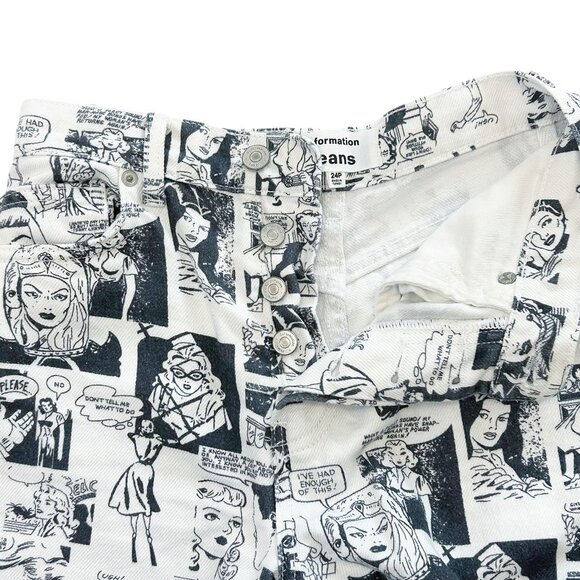 REFORMATION Comic Print High Rise Straight Jeans – Size 24P - Picture 6 of 16